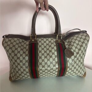 GUCCI Web Sherry Line Boston Travel Bag